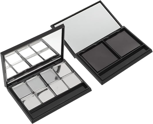 Beaupretty Metal Tray Empty Magnetic Eyeshadow, Matte Black Magnet Empty Box Compact Make Up Pallete with Mirror and 8Pcs Round Metal Pans Makeup Pallet