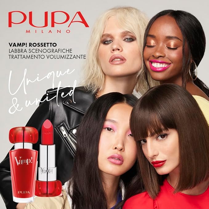 Pupa Milano Vamp! Extreme Colour Lipstick With Plumping Treatment - For Fuller, Defined Lips - Adds Incredible, Deep Color To Lips - Soft Texture Adheres Perfectly - 206 Toasted Rose - 0.123 Oz