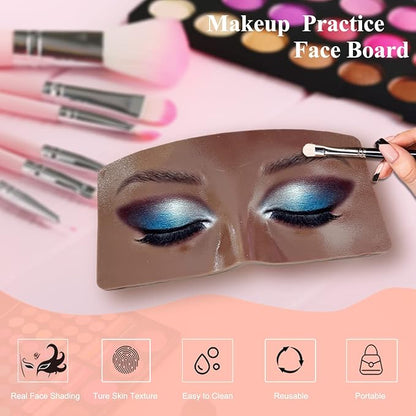 3D Realistic Makeup Practice Face Board Set With Kit for Professional Artists, Students and Beginners - Eyes and Eyeshadow Training Mannequin