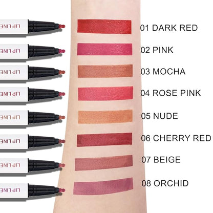 Kaely 2Pcs Nude Orchid Longwear Liquid Lip Liner Waterproof, 24 Hour Long Lasting Lip Liner Stain Marker Pen, 2-in-1 Matte Semi Permanent Lipliner & Lipstick, Vegan & Cruelty-Free, 05+08