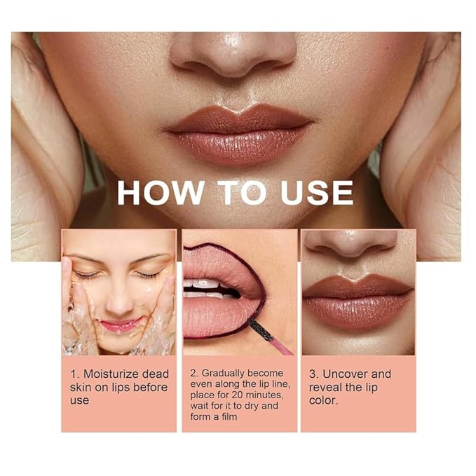 Pipe-off lip liner stain,Nude Matte Tint,Non-Fading, Full Coverage,light brown/dark brown/burgundy long-lasting,line tattoo high-color Tint,Smudge-Proof,Waterproof(#4 Cool Cocoa)