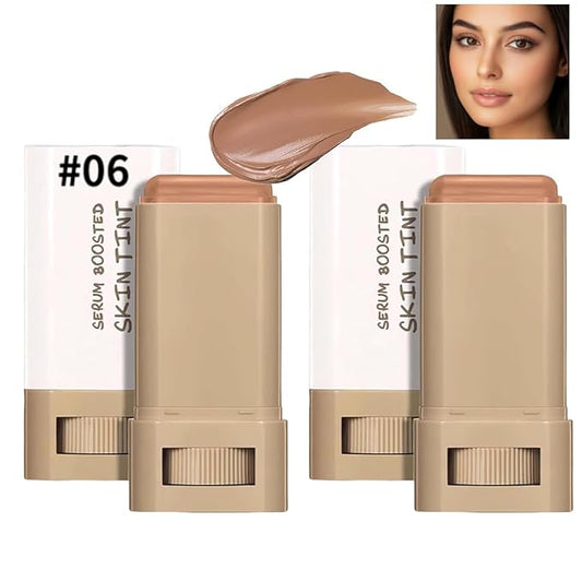 2 Pcs Foundation Stick Beauty Balm Serum Boosted Skin Tint, 2025 New Makeup Tint, Portabl Moisturizing Essence Contour Stick Foundation Beauty Balm (#06)