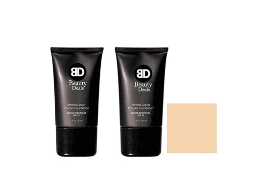 Mineral Liquid Powder Foundation Broad Spectrum SPF 15 Pack of 2 (Linen)
