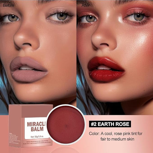 Miracle Balm, Blush for Cheeks, Lips, Eyelids, Face, Blush Balm Face Makeup, Moisturizing Facial Tint for Radiant Skin, Highlights & Illuminates with Fresh Earthy Citrus Scent (1, Earth Rose, Large)