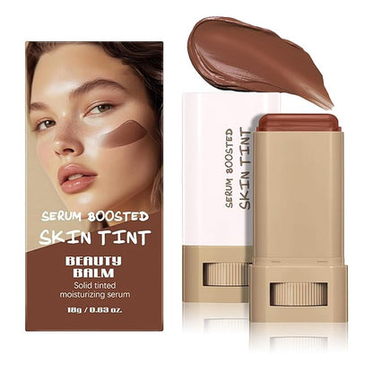 Foundation Stick Beauty Balm Serum, Boosted Skin Tint Contour Stick Moisturizing, Contourable Medium to Full Coverage for Women, Multi-Function (02)