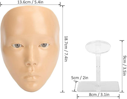 JTLB Makeup Practice Face with Plastic Stand 5D Silicone Full Face Makeup Practice BoardReusable Mannequin Tool for Beginner (White Skin)