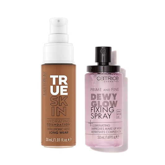 Catrice | True Skin Foundation 92 & Prime & Fine Dewy Glow Spray Bundle | Full Coverage Makeup | Vegan & Cruelty Free