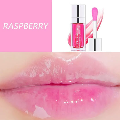 Lip Oil, Hydrating Lip Gloss Tinted Lip Balm Transparent Lip Care, Big Brush Head Glitter Shine, Long Lasting Nourishing Non-sticky Fresh Texture