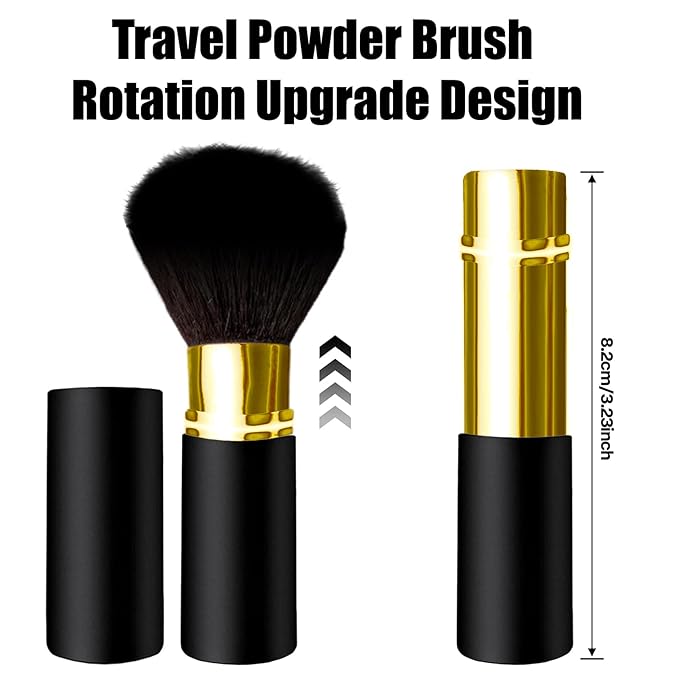 Go Ho Mineral Sunscreen Setting Powder Spray and 1PC Retractable Makeup Brush Kit,Loose Powder Sunscreen,Translucent,Hypoallergenic Oil Control Natural Matte Finish for Face,Scalp&Hair