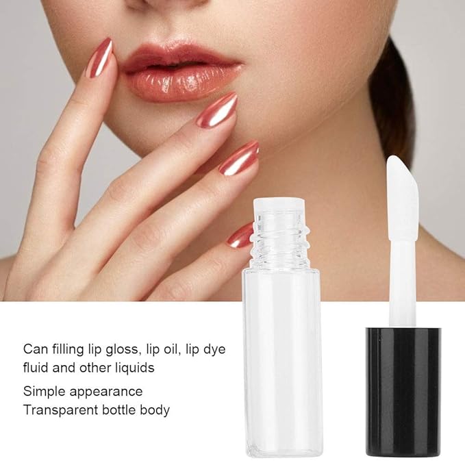 Case of 45 packs, Empty Plastic Clear Lip Gloss Tubes Lip Balm Bottle Container Black Transparent 1.2ML Makeup Tool for Women (45 pcs, Black)