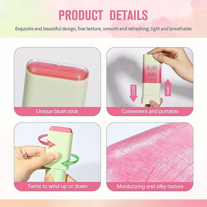 PH Color Changing Multi-purpose Hydrating Tinted Solid Blush Stick for Cheek/Eyes/Lips (3# Coral Orange)