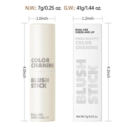 Color Changing Blush Stick for Cheeks Makeup, Clear Blush PH Temperature Changing Pink Cream Blusher, Magic Waterproof Face Blush Stick, Natural Lightweight Multi-Use Lips and Cheek Tint