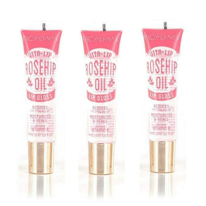 Ruby Kisses Broadway Vita-Lip Clear Lip Gloss (Rosehip Oil 3 Pack), Ultra-Hydrating & Soothing Formula with Vitamin Oils, High-Shine Non-Sticky Finish, Healing Glossy Lip Balm With Vitamin A