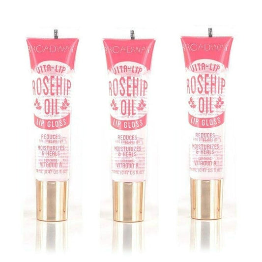 Ruby Kisses Broadway Vita-Lip Clear Lip Gloss (Rosehip Oil 3 Pack), Ultra-Hydrating & Soothing Formula with Vitamin Oils, High-Shine Non-Sticky Finish, Healing Glossy Lip Balm With Vitamin A