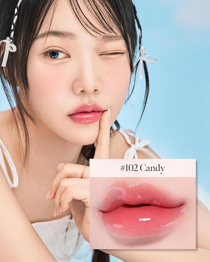 CORLAHAZE Glow Lock Jelly Tint 102 Candy 4g, Hydrating Jelly Glow Lip Stain, High-Shine, Long-Lasting Color Moisturizing Lip Enhancer with Rosehip Oil, Collectible Lock-Shaped Design, Korean Makeup