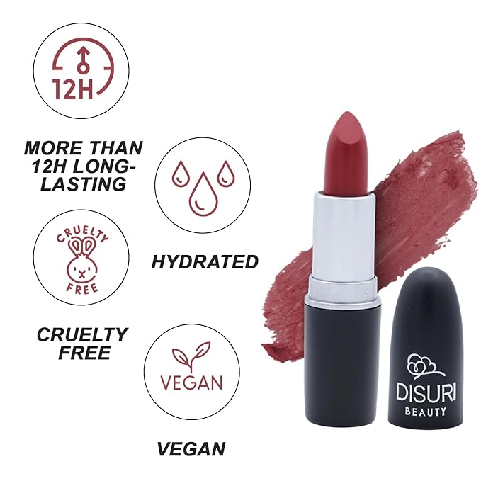 Matte Bullet Long Wear Lipstick - Vegan and Cruelty-Free - Smudge and Waterproof Matte Lipstick with Moisturizing Formula - All Day Comfort - (Ruby Noir #19)