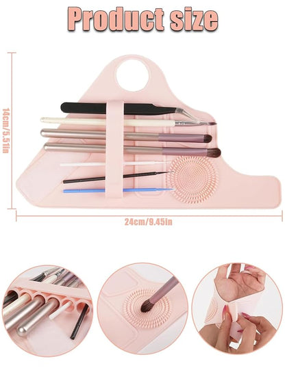 Silicone Makeup Mixing Palette – Multifunctional Tool for Foundation, Eyeshadow, Eyelash & Nail Art, Reusable Brush Cleaner (Pink)