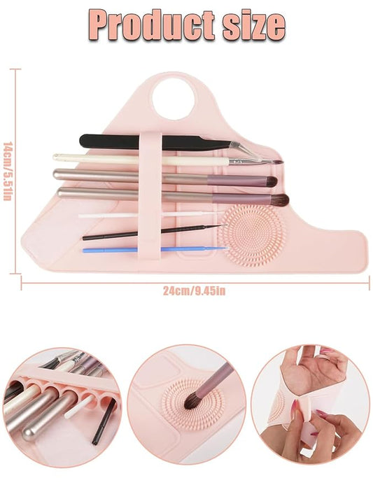 Silicone Makeup Mixing Palette – Multifunctional Tool for Foundation, Eyeshadow, Eyelash & Nail Art, Reusable Brush Cleaner (Pink)