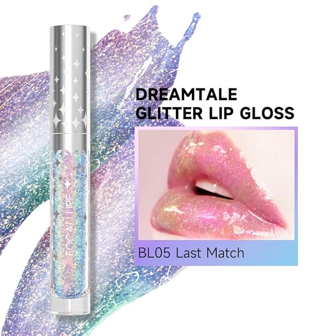 FOCALLURE Glitter Liquid Lipstick,Hydrating,Moisturizing Lip Gloss for Women,Sparkly Shimmer Lip Makeup,Long Lasting,Lightweight Formula for Lip Color and Shine,Last Match