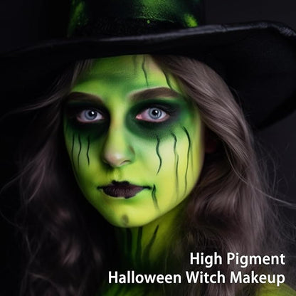 UCANBE Ogre Green Face Body Paint Makeup Foundation, Green Greasepaint for Christmas & St. Patrick's Day, Face Painting Kit for Halloween Monster Witch Goblin Shrek Hulk Gamora SFX Makeup & Costume
