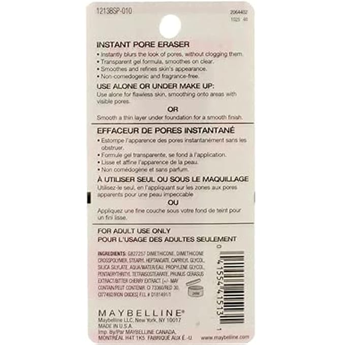 Maybelline Baby Skin Instant Pore Eraser Primer Makeup, Clear, 2 Count