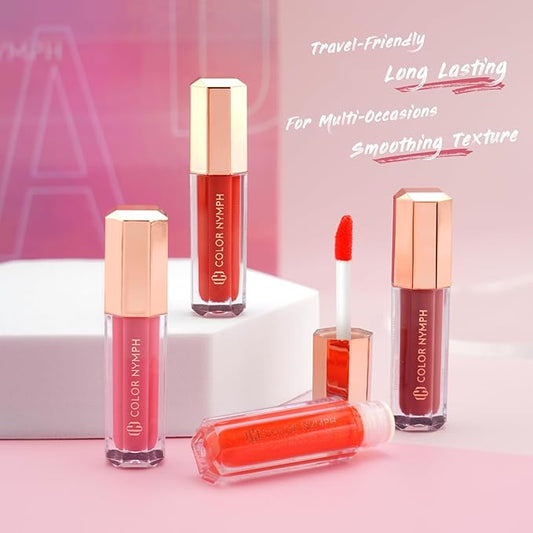 Color Nymph 16 PCS Lip Glosses Collection, Shimmery Lip Glosses for Women and Girls, Long Lasting Color Lip Gloss Set with Rich Varied Colors (Iridescent Pink)