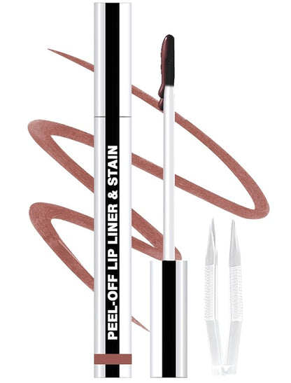 Lip Liner Stain Peel Off with Tweezer, Long Lasting Matte Lip Tattoo, Highly Pigmented Color Lip Makeup, Waterproof, Transfer-proof Lipstain for Women, for All Skin Types