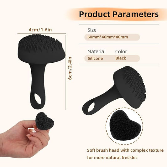 Silicone Freckle Stamp, Portable Waterproof Faux Freckles Applicator, Natural Freckles Makeup Tool for Women (Black)