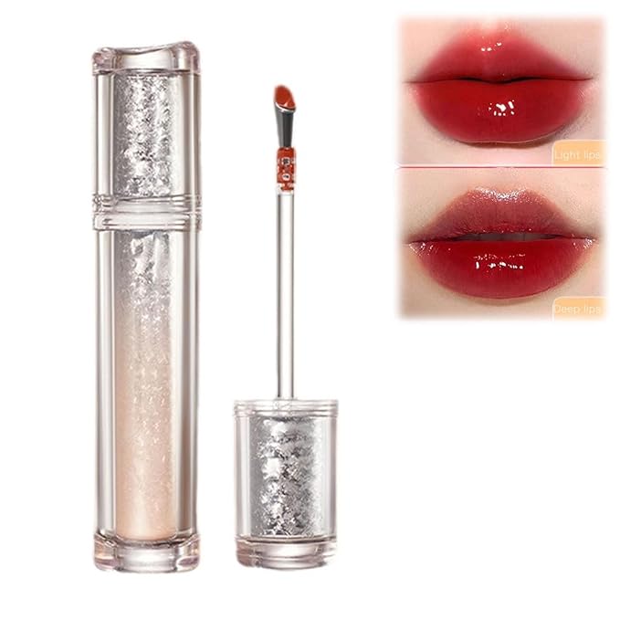 Ice Watery Lip Gloss, Iron Tinted Lip Tint, Jelly Hydrating Moisturizing Nonstick Tinted Gloss Oil (#07 Hot Red Wine Color)