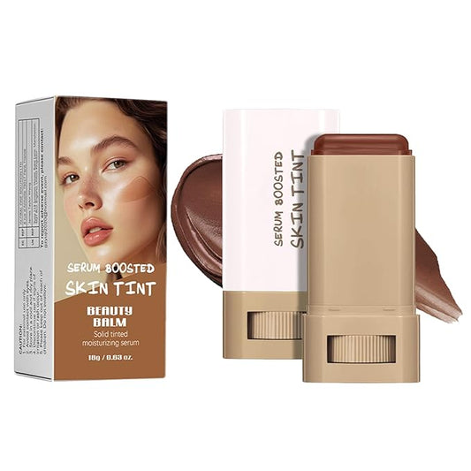 Foundation Stick Beauty Balm Serum Boosted Skin Tint, Solid Tinted Moisturizing Serum Foundation Face Stick, Multifunctional Full Coverage Concealer, Brightens, Makeup(#01)