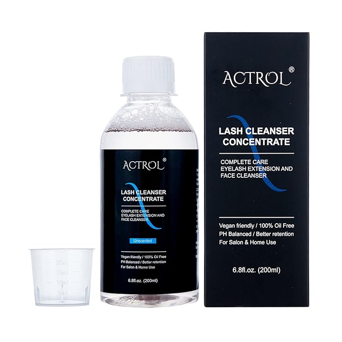 Eyelash Cleanser Concentrate 200ml Unscented Professional Lash Shampoo Foaming Cleanser Lash Wash Concentrate for Extensions Lashes with Salon Home Care-Makes 40 Bottles