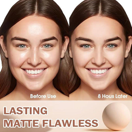 Oil Control Matte Perfection Face Powder Compact For Women, Matte Smooth Flawless Setting Powder Makeup, Polvo Compacto De Maquillaje, Waterproof Long Lasting, 0.35Oz, (120 Vanilla, 1)