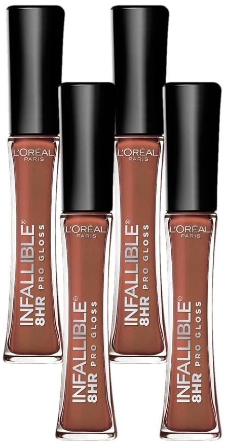 L’Oreal Paris Makeup Infallible 8 Hour Hydrating Lip Gloss, Barely Nude, 0.5 Ounce (Pack of 4)