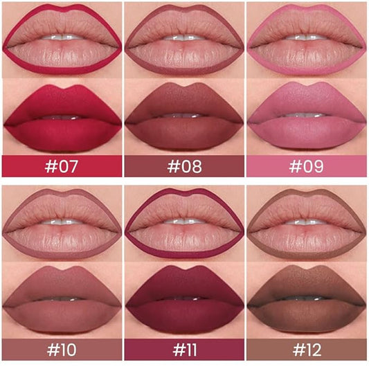 Kaely 6Pcs Retractable Lip Liner Pencils Set for Shaping & Sculpting Lips, Ruby Mauve Red Rose Nude Pink Plum Purple Taupe Brown Creamy Matte Velvet Pigmented Rich Lip Colors Liner Crayon Lipstick 02
