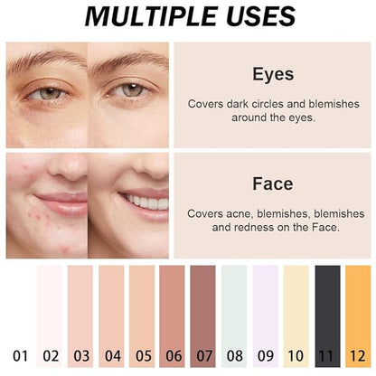 Kaely Pot Concealer Full Coverage, Under Eye Brightener Color Correcting Concealer for Dark Circles, Waterproof Foundation Face Makeup, Eye Ring Corrector de ojeras, 08 Green