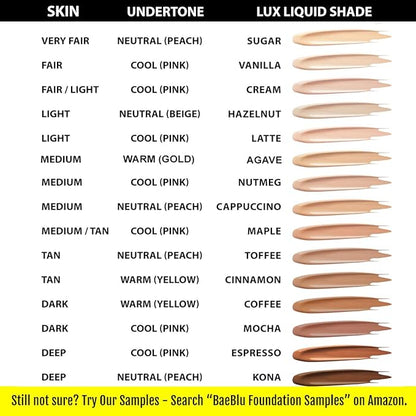 Organic Aloe-Based LUX Liquid Foundation, Natural Vegan Gluten-Free Made in USA, Cinnamon