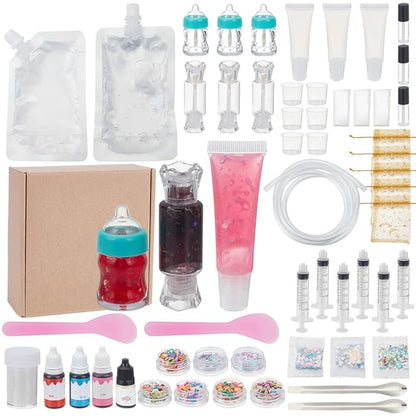 WEBEEDY DIY Lip Gloss Making Kit for Adults,55 Pcs Moisturizing Lip Glaze Handmade Set to Make Your Own Lips Gloss,Fun Makeup Kits for Beginners Women DIY Makeup Supplies Set Gift