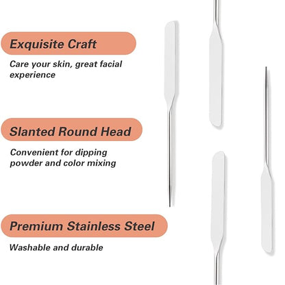 Korean Professional Makeup Set - Stainless Steel Spatula & Mixing Palette for Eyeshadow, Eyelash, Nail Art & Foundation