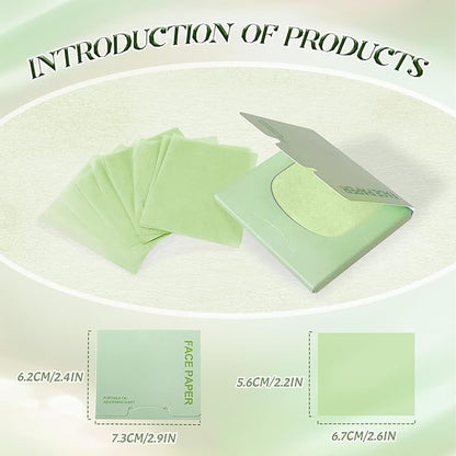 BOROLA Oil Blotting Paper for Face 200 Sheets Replacement Packs, Soft Absorbing Pads for Face Shine Control, Portable Oil Absorbing Tissues for Oily Skin, Design for Men & Women(Green)