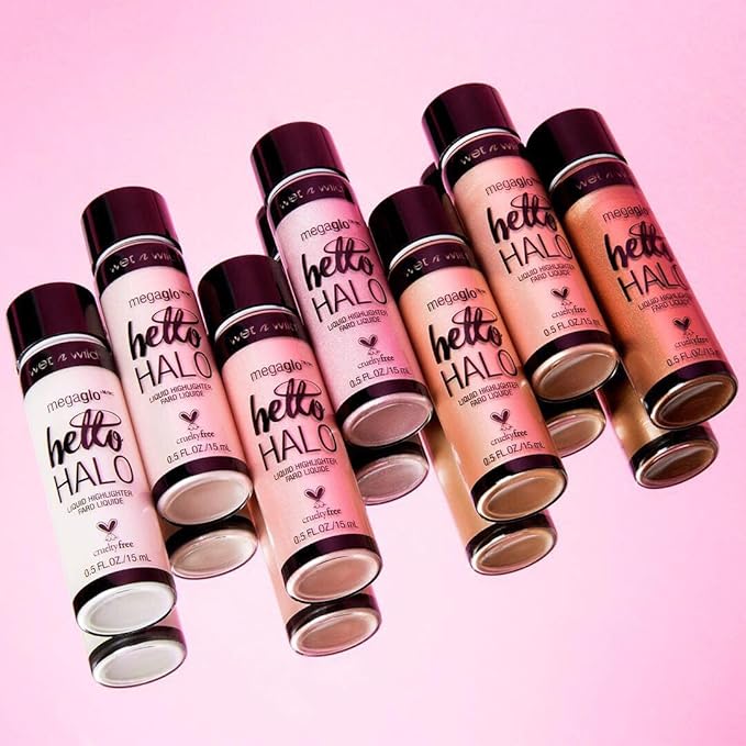 wet n wild MegaGlo Hello Halo Liquid Highlighter Makeup, Shimmer, Rose Gold Halo, Goodbye