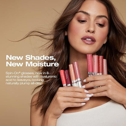 Woosh Beauty, Spin-On Lip Gloss, Hydrating Hyaluronic Acid & Shea Butter, No Fine Lines, Shine Finish, Vegan & Cruelty-Free