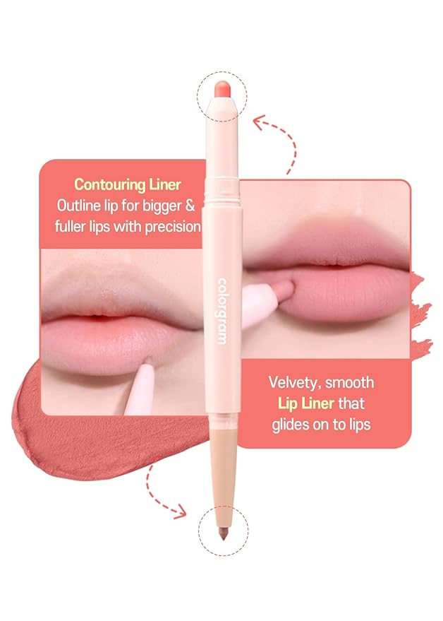 COLORGRAM Juicy Blur Tint 08 Cooling Strawberry + All In One Over-Lip Maker 01 Warm Peach Bundle