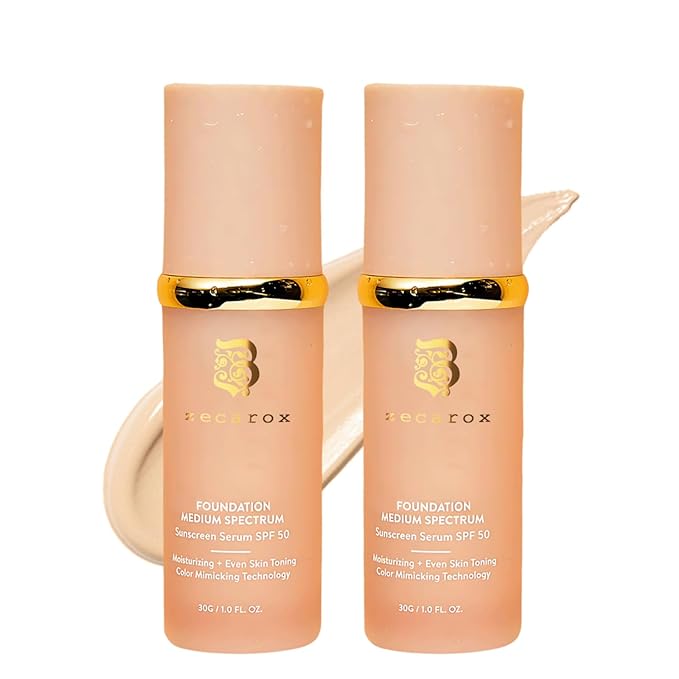 4 in 1 foundation Liquid- Hydrating Medium full coverage concealer with， SPF 50+ (2PCS)