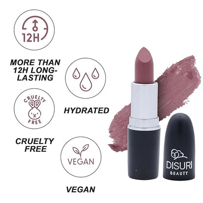Matte Bullet Long Wear Lipstick - Vegan and Cruelty-Free - Smudge and Waterproof Matte Lipstick with Moisturizing Formula - All Day Comfort - (Mauve Magic #18)