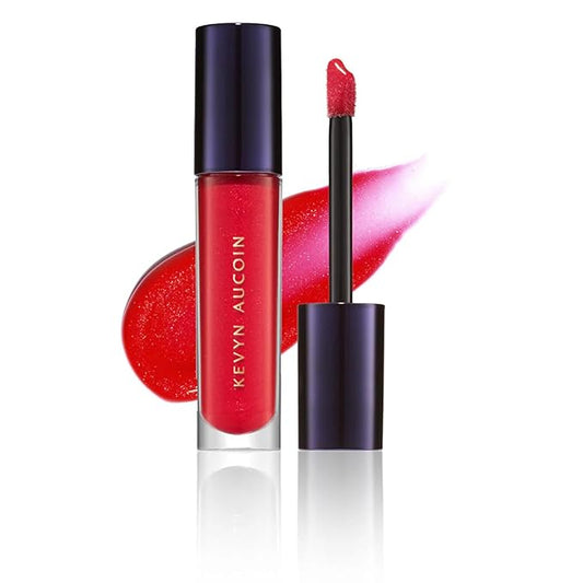 Kevyn Aucoin Celestial Lip Gloss, Cary (iridescent sheer red): Light reflecting shine & sheer. Precision makeup artist applicator. Hydrating, non-stick formula. Multi-dimensional 3D plumping effect.