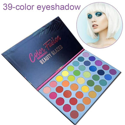 39 Pop Colors Eyeshadow Palette Matte Shimmer Eyeshadow Pigmented Colorful Long Lasting Waterproof Makeup Palette Blending Metallic Natural Makeup Eyeshadow Cosmetics