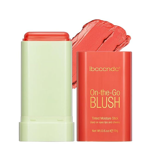 MEICOLY Multi Use Makeup Blush Stick,On-the-Go 2-in-1 Lip Cheek Cream Blush Stick,Waterproof Solid Face Blush Makeup Cheek Tint,Natural Matte Blush Stick for Cheeks,Tinted Moisture Stick,03 Orange