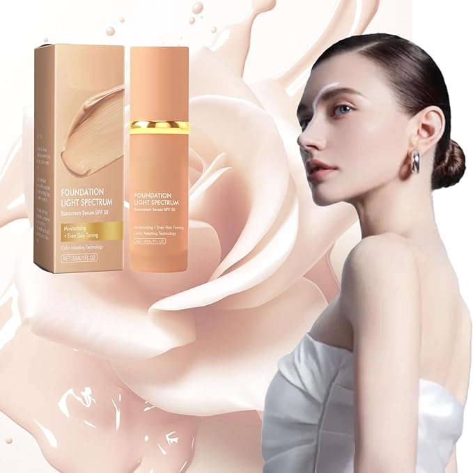 Fifuroes Foundation Light Spectrum Sunscreen Serum High-Coverage Concealer & Moisturizing Foundation with SPF50, Suitable for All Skin Types (1PC, 1 Fl Oz (Pack of 1))