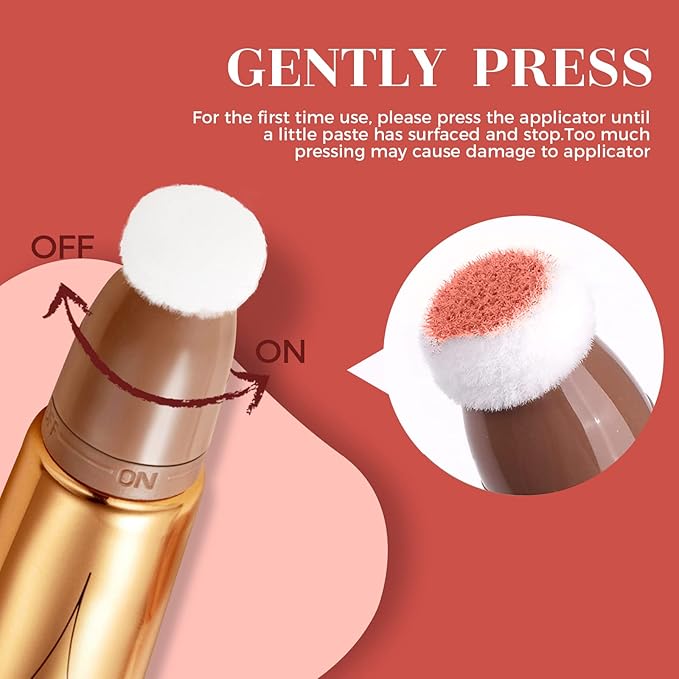 Blush Beauty Wand, Liquid Face Blusher Stick with Cushion Applicator, Long Lasting Smooth Natural Matte Finish, Lightweight Blendable Super Silky Cream Blush Stick (02# Blush)