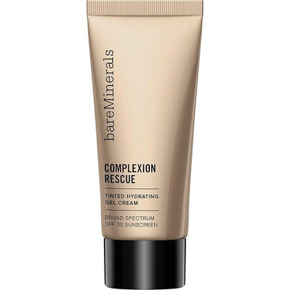 bareMinerals Complexion Rescue Tinted Moisturizer for Face with SPF 30, Vegan Tinted Mineral Sunscreen with Hyaluronic Acid, Mini Size, Tan Amber 07